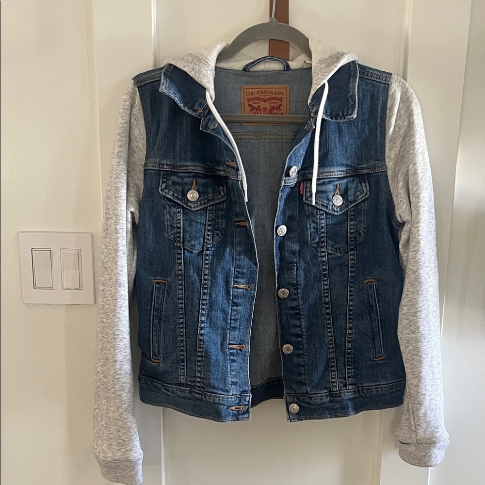 Levi's Blue Denim Jacket with Gray Sleeves